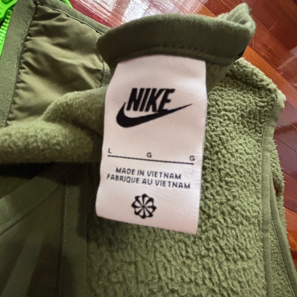 Nike Olive Green Fleece Vest with Black Logo